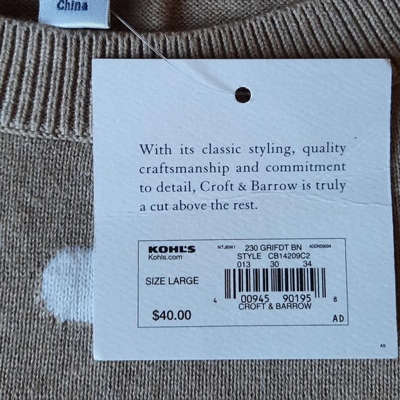 Croft & Barrow NWT sweater size L. - Picture 5 of 8